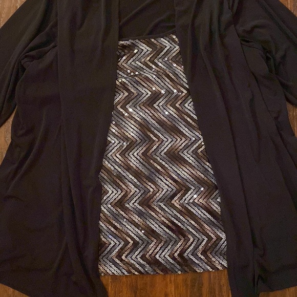 Judith Black Open Front Cardigan With Built in Sequin Top Women’s Size 2X - Picture 2 of 8
